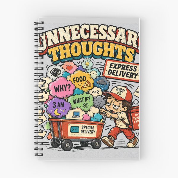 Item preview, Unnecessary Thoughts Express Delivery – Funny Overthinking Cartoon designed and sold by NarpLTD.