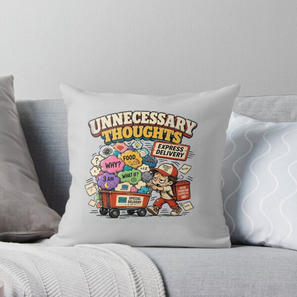 Item preview, Unnecessary Thoughts Express Delivery – Funny Overthinking Cartoon designed and sold by NarpLTD.