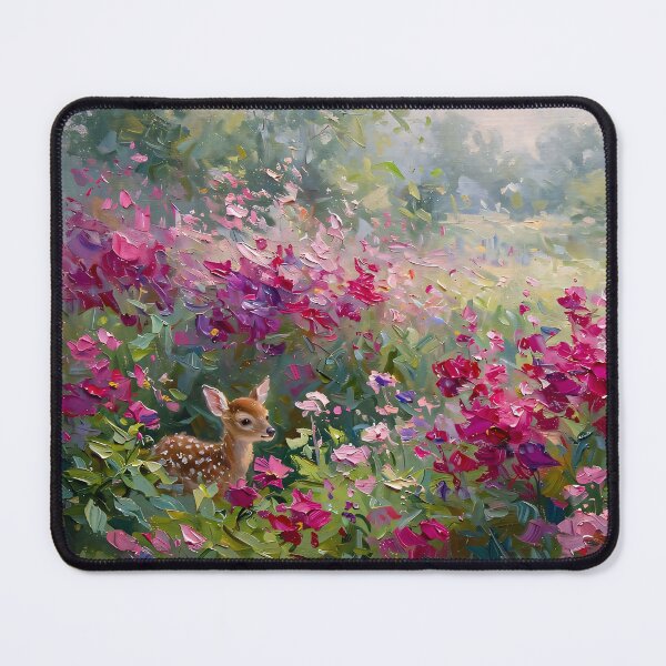 Item preview, Impressionist Flower Field Painting with Hidden Fawn designed and sold by Jozefin's Studio.