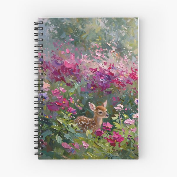 Item preview, Impressionist Flower Field Painting with Hidden Fawn designed and sold by Jozefin's Studio.
