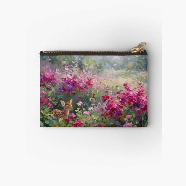 Item preview, Impressionist Flower Field Painting with Hidden Fawn designed and sold by Jozefin's Studio.