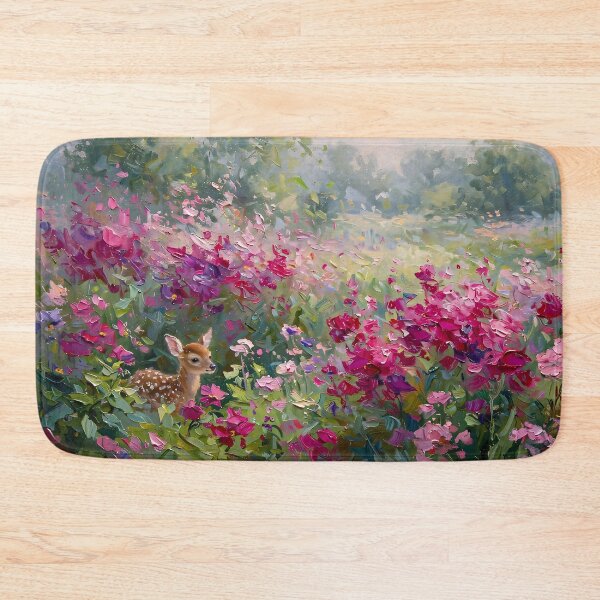 Item preview, Impressionist Flower Field Painting with Hidden Fawn designed and sold by Jozefin's Studio.