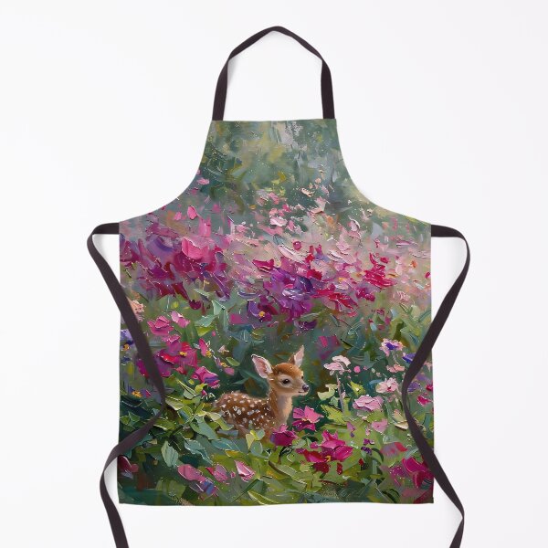 Item preview, Impressionist Flower Field Painting with Hidden Fawn designed and sold by Jozefin's Studio.