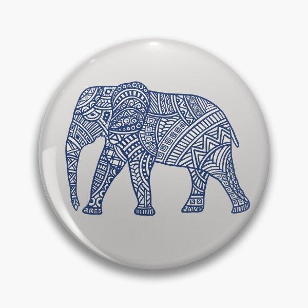 Item preview, Navy Blue Patterned Elephant designed and sold by AlliJay Designs.