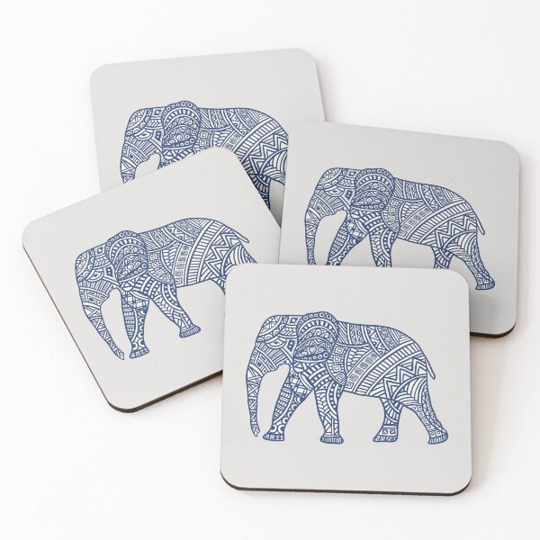 Item preview, Navy Blue Patterned Elephant designed and sold by AlliJay Designs.