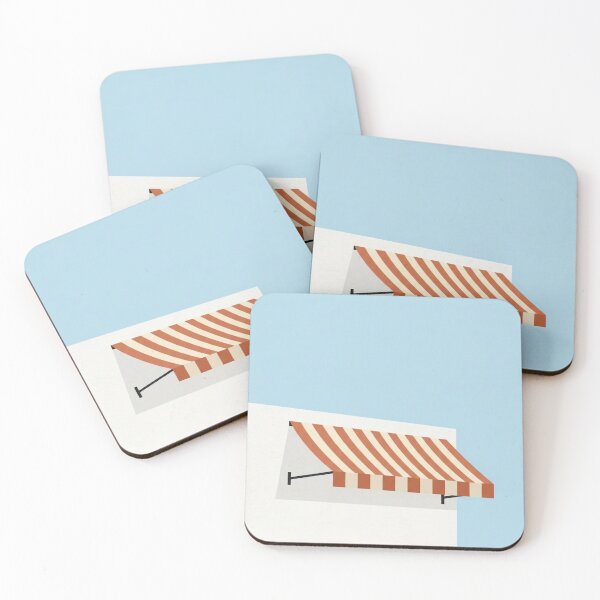 Item preview, Seaside Cafe Awning | Minimalist Mediterranean Illustration designed and sold by Zaramodo.