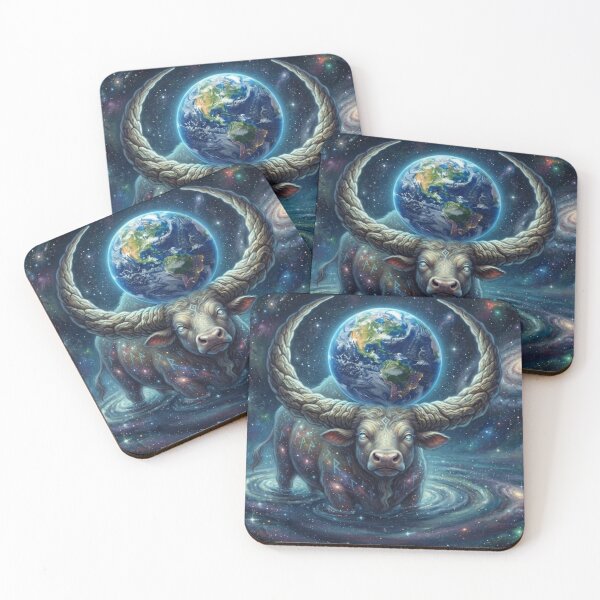 Item preview, Cosmic Bull Holding Earth Space Myth Art designed and sold by AfresStudio.