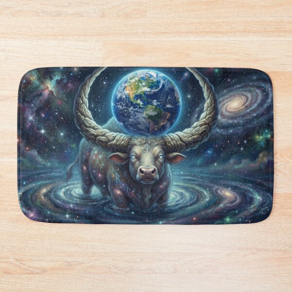 Item preview, Cosmic Bull Holding Earth Space Myth Art designed and sold by AfresStudio.