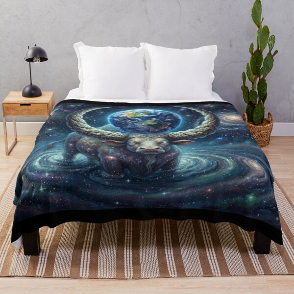 Item preview, Cosmic Bull Holding Earth Space Myth Art designed and sold by AfresStudio.