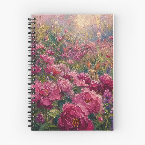 Item preview, Impressionist Floral Oil Painting Pink Peonies Bunny designed and sold by Jozefin's Studio.