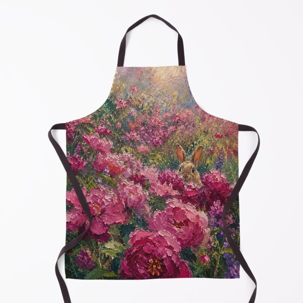 Item preview, Impressionist Floral Oil Painting Pink Peonies Bunny designed and sold by Jozefin's Studio.