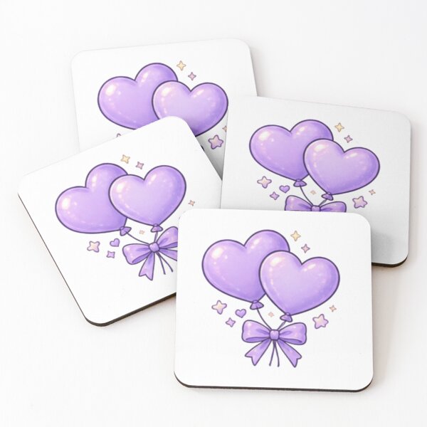 Item preview, Cute Purple Heart Balloons with Bow and Stars designed and sold by Kiralemon.