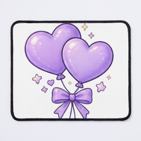 Item preview, Cute Purple Heart Balloons with Bow and Stars designed and sold by Kiralemon.