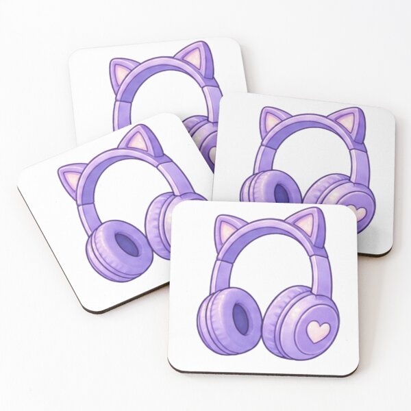 Item preview, Cute Purple Cat Ear Headphones with Heart – Kawaii Music Aesthetic designed and sold by Kiralemon.