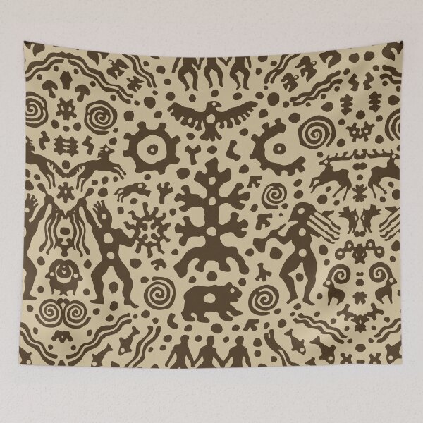 Item preview, Ancient Village Life Petroglyph Art designed and sold by RamyGallery.