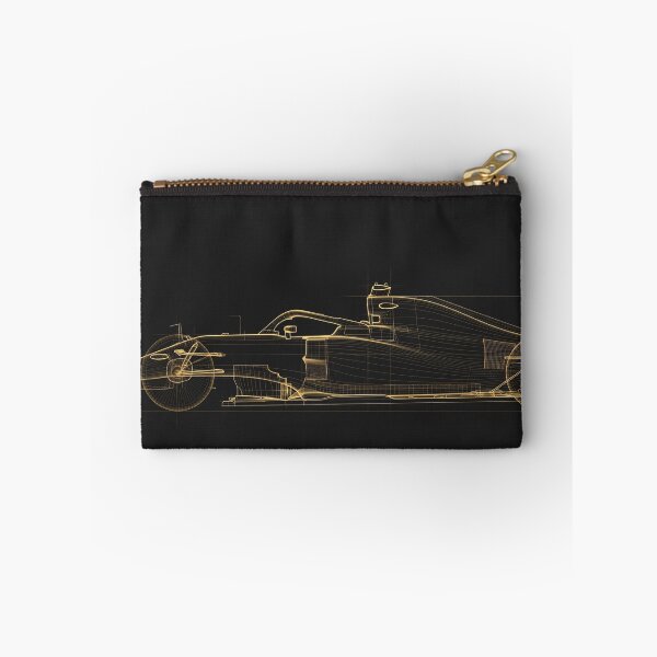 Item preview, Formula One Blueprint Gold Line Drawing Dark Office Side View designed and sold by Jozefin's Studio.