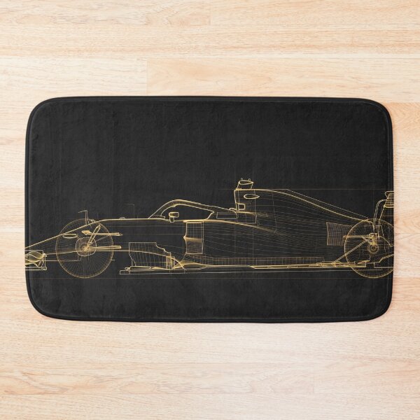 Item preview, Formula One Blueprint Gold Line Drawing Dark Office Side View designed and sold by Jozefin's Studio.