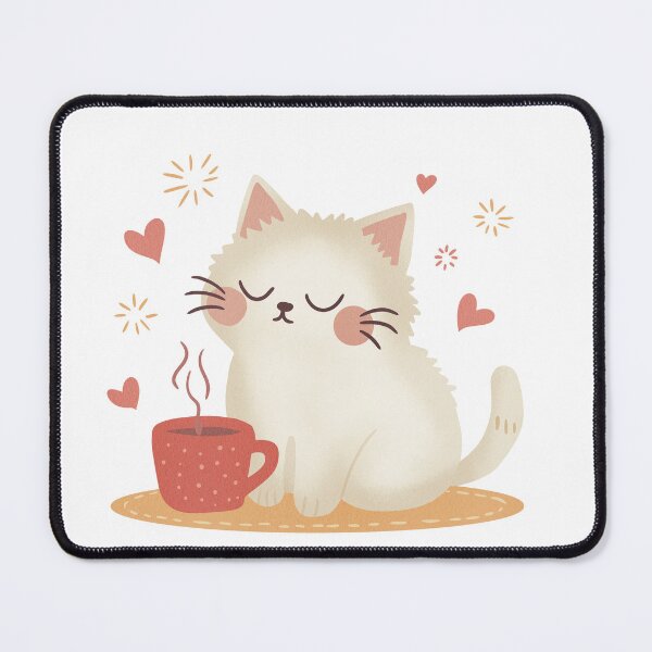 Item preview, Cozy Cat with Coffee Illustration designed and sold by DinaArtStudio.