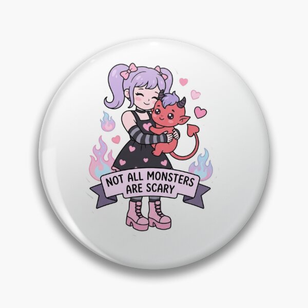 Item preview, Not All Monsters Are Scary Sticker – Pastel Goth Girl Hugging Cute Red Demon, Kawaii Dark Aesthetic Scrapbook Sticker designed and sold by HOODYBUDSTYLES.