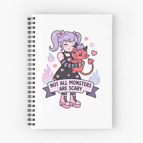 Item preview, Not All Monsters Are Scary Sticker – Pastel Goth Girl Hugging Cute Red Demon, Kawaii Dark Aesthetic Scrapbook Sticker designed and sold by HOODYBUDSTYLES.