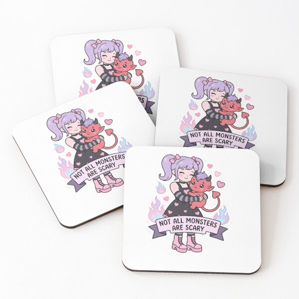 Item preview, Not All Monsters Are Scary Sticker – Pastel Goth Girl Hugging Cute Red Demon, Kawaii Dark Aesthetic Scrapbook Sticker designed and sold by HOODYBUDSTYLES.