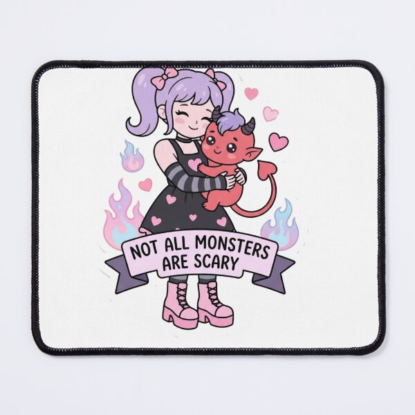 Item preview, Not All Monsters Are Scary Sticker – Pastel Goth Girl Hugging Cute Red Demon, Kawaii Dark Aesthetic Scrapbook Sticker designed and sold by HOODYBUDSTYLES.