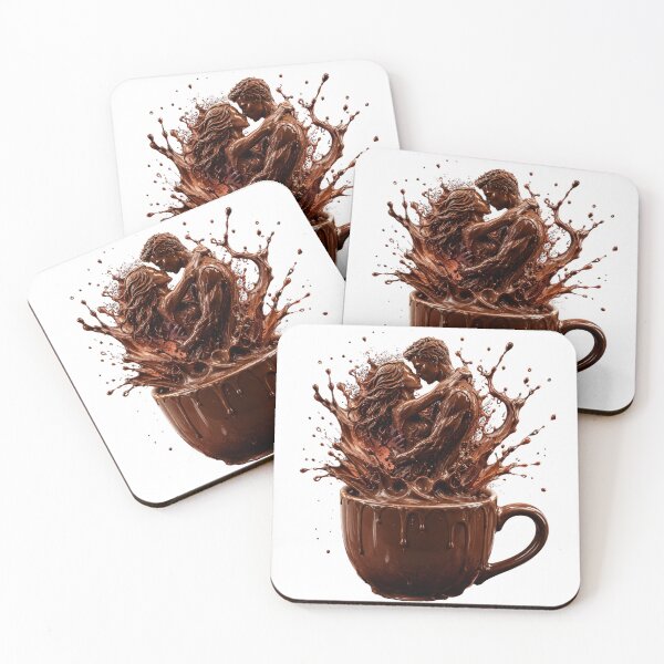 Item preview, Chocolate Love Couple Kissing in Coffee Cup Splash  designed and sold by LC&LCPlatform.