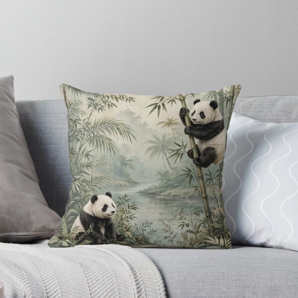 Item preview, Giant Pandas Climbing Bamboo Forest Watercolour Painting designed and sold by Jozefin's Studio.