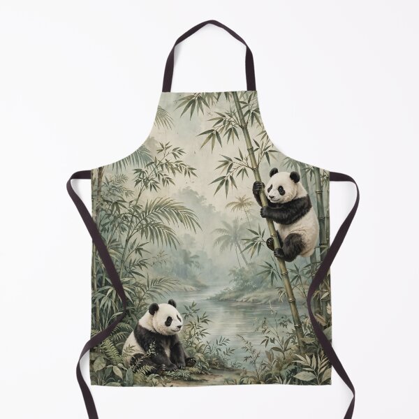 Item preview, Giant Pandas Climbing Bamboo Forest Watercolour Painting designed and sold by Jozefin's Studio.