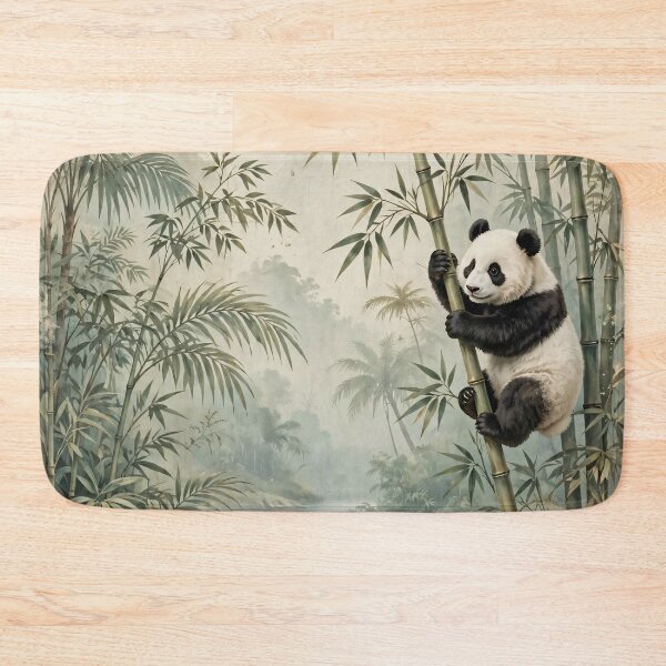 Item preview, Giant Pandas Climbing Bamboo Forest Watercolour Painting designed and sold by Jozefin's Studio.