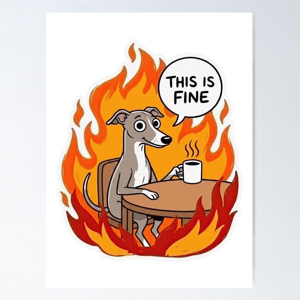 Item preview, Italian Greyhound Coffee in Fire Cartoon designed and sold by Flying Doggo.