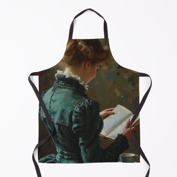 Item preview, Victorian Lady Reading a Book in Emerald Green – Vintage Oil Painting Woman designed and sold by PeacefulD-signs.