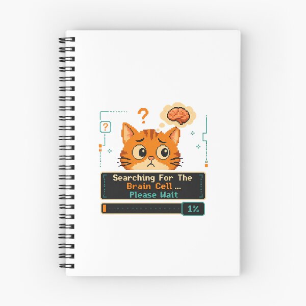 Item preview, Searching For The Brain Cell... Please Wait 1% - Funny Orange Cat Pixel Art designed and sold by Neurospicy Trolls.