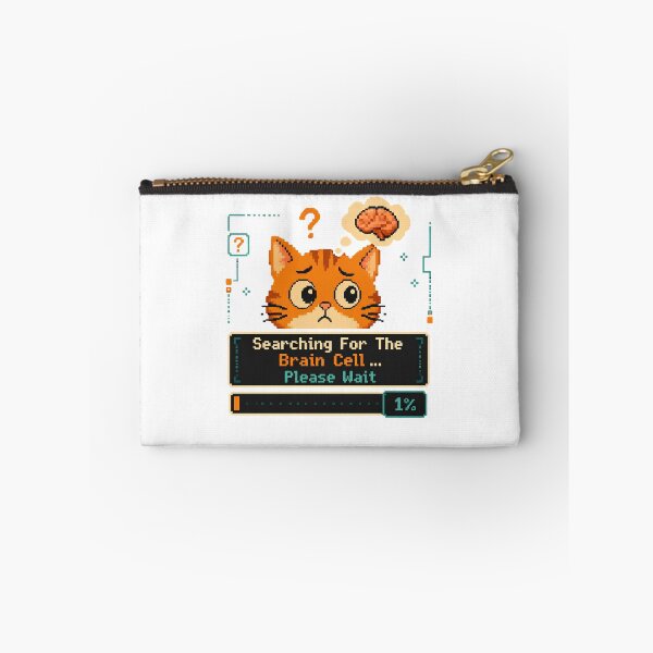 Item preview, Searching For The Brain Cell... Please Wait 1% - Funny Orange Cat Pixel Art designed and sold by Neurospicy Trolls.