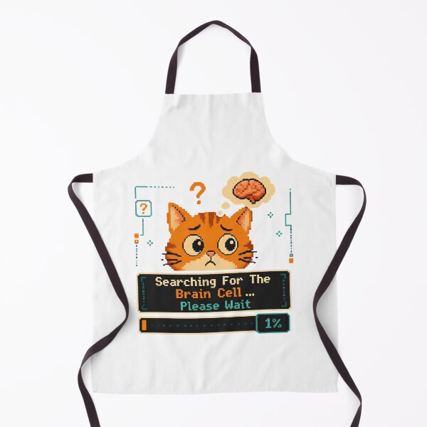 Item preview, Searching For The Brain Cell... Please Wait 1% - Funny Orange Cat Pixel Art designed and sold by Neurospicy Trolls.