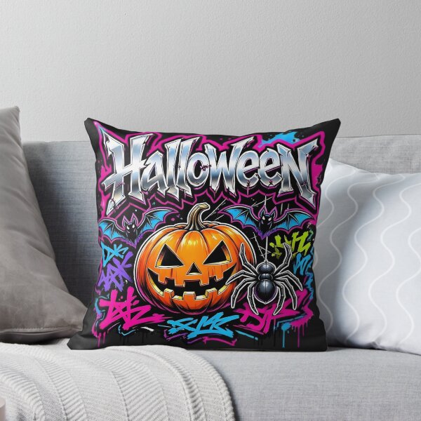 Item preview, Neon Halloween Graffiti Pumpkin Dripping Streetwear Art designed and sold by CloudyCatArt.