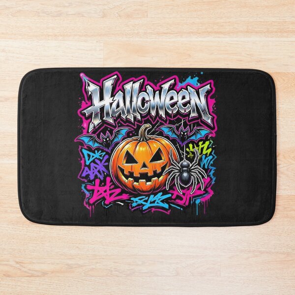 Item preview, Neon Halloween Graffiti Pumpkin Dripping Streetwear Art designed and sold by CloudyCatArt.