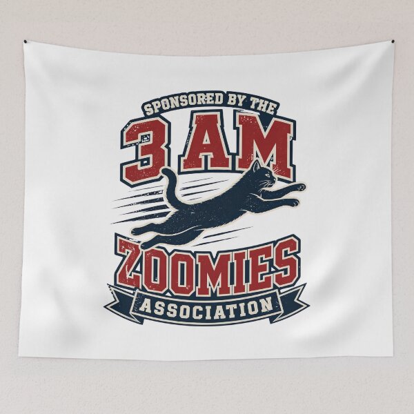 Item preview, Sponsored By The 3 AM Zoomies Association - Funny Cat Varsity Design designed and sold by Neurospicy Trolls.