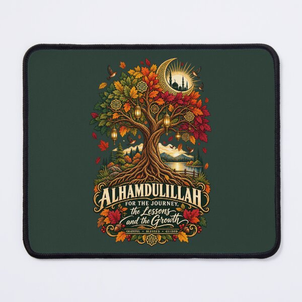 Item preview, Alhamdulillah For The Journey Islamic Autumn Tree Crescent Typography Graphic designed and sold by PACS0011.