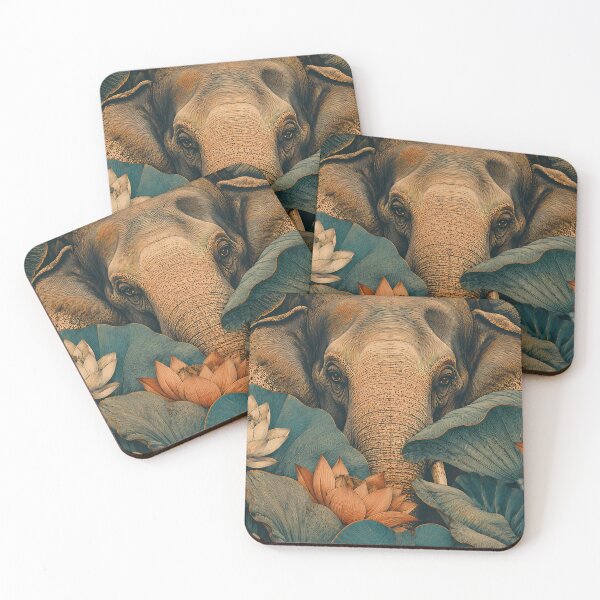 Item preview, Indian Elephant Lotus Vintage designed and sold by RkskArt.