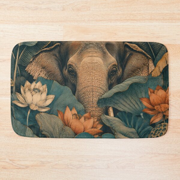 Item preview, Indian Elephant Lotus Vintage designed and sold by RkskArt.