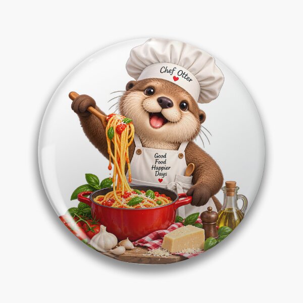 Item preview, Cute Otter Chef Cooking Pasta designed and sold by TinyWeird.