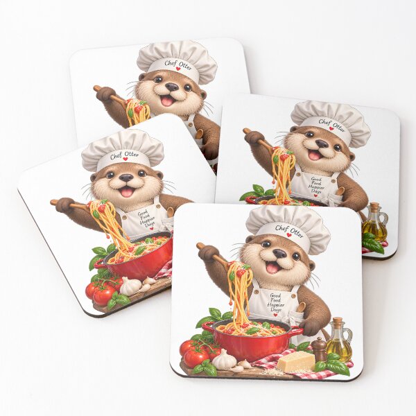 Item preview, Cute Otter Chef Cooking Pasta designed and sold by TinyWeird.