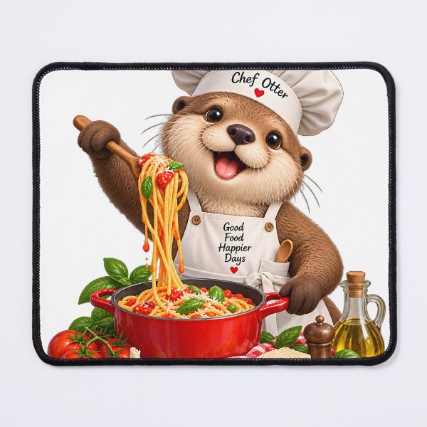 Item preview, Cute Otter Chef Cooking Pasta designed and sold by TinyWeird.