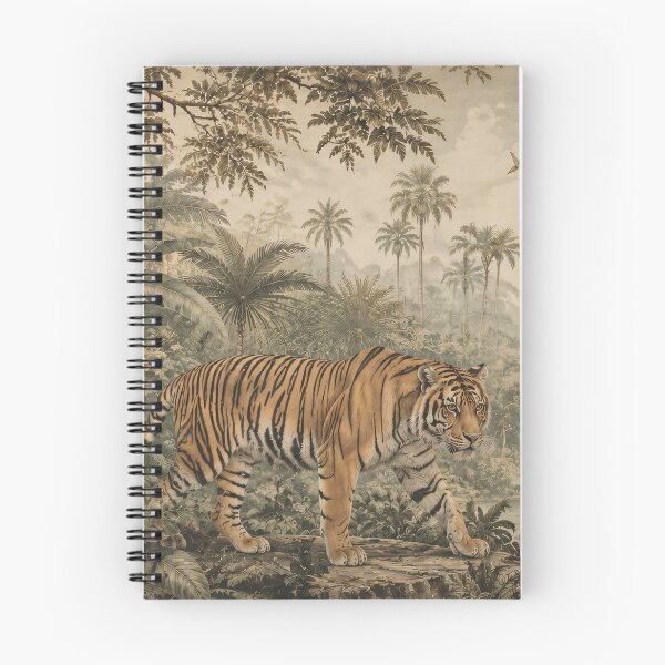 Item preview, Vintage Tropical Jungle Tiger Painting Lush Botanicals designed and sold by Jozefin's Studio.