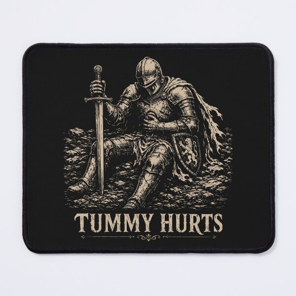 Item preview, Tummy Hurts Medieval Knight Dark Humor Fantasy designed and sold by Y-Vibes.
