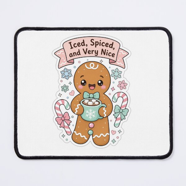 Item preview, Iced, Spiced, and Very Nice Sticker – Cute Kawaii Gingerbread Man Christmas Scrapbook Sticker designed and sold by HOODYBUDSTYLES.