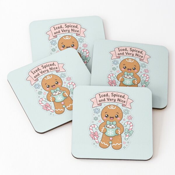 Item preview, Iced, Spiced, and Very Nice Sticker – Cute Kawaii Gingerbread Man Christmas Scrapbook Sticker designed and sold by HOODYBUDSTYLES.