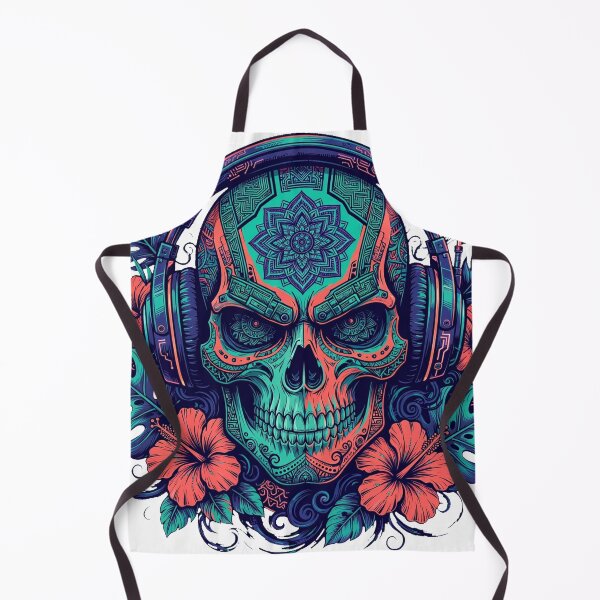 Item preview, Cyberpunk Samurai Skull with Gaming Headphones - Tropical Tribal Art designed and sold by VYBE DARK Studio.