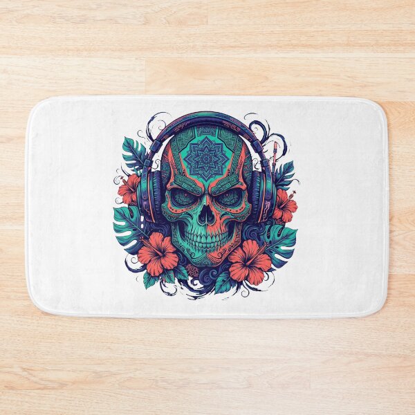 Item preview, Cyberpunk Samurai Skull with Gaming Headphones - Tropical Tribal Art designed and sold by VYBE DARK Studio.